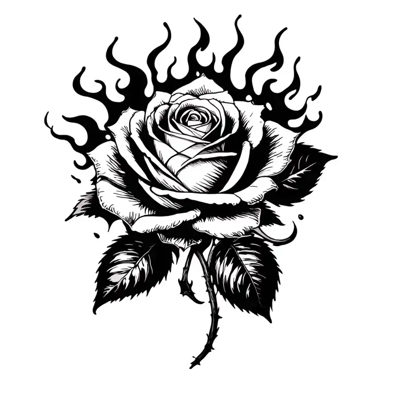 Rose With Fire Rising