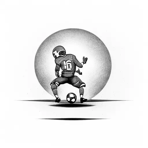 One Line Drawing Of A Player Scoring A Bicycle Kick In Football