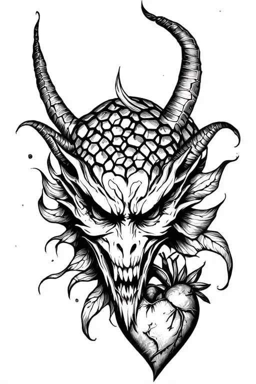Honeycombt With Demon Face And Heart