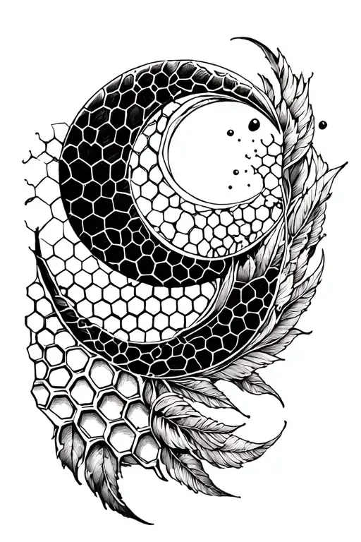 Honeycomb And Moon Intertwined