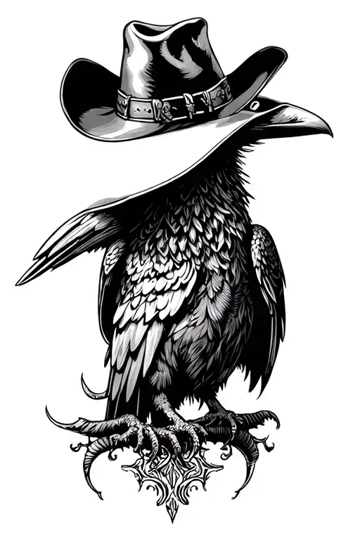 Eldritch Raven With Cowboy Hat On