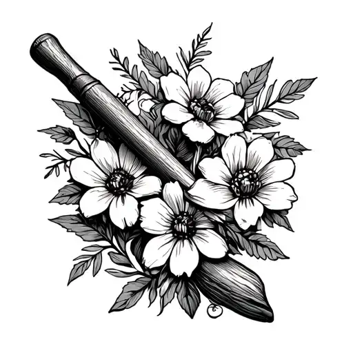 Sharp Tent Stake And Mallet With Flowers
