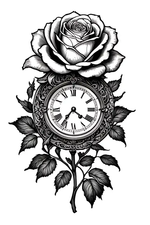 Clock Inside A Rose