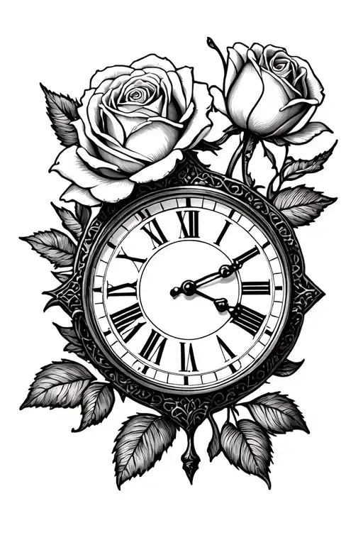 Clock Inside A Rose