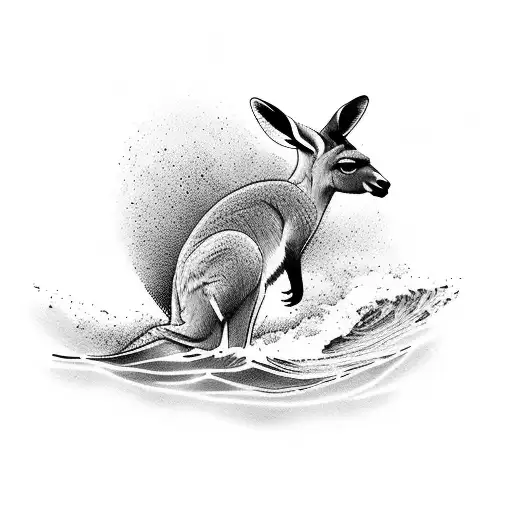 A Majestic Kangaroo Riding A Wave In The Australian Ocean