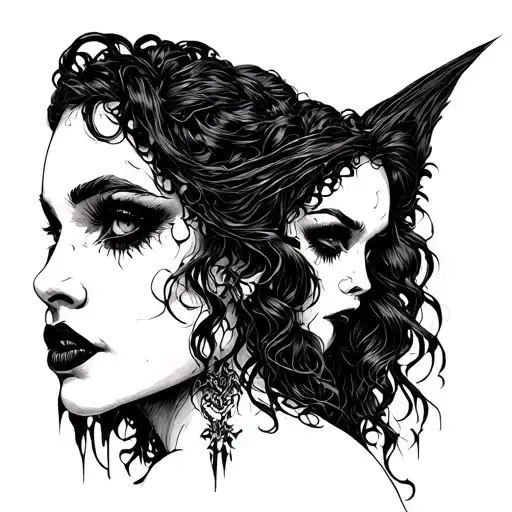 Gothic Vampire Woman Head