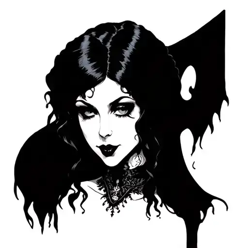 Gothic Vampire Woman Head Tilted Up Looking Down