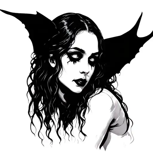 Gothic Vampire Woman Head Tilted Up Looking Down