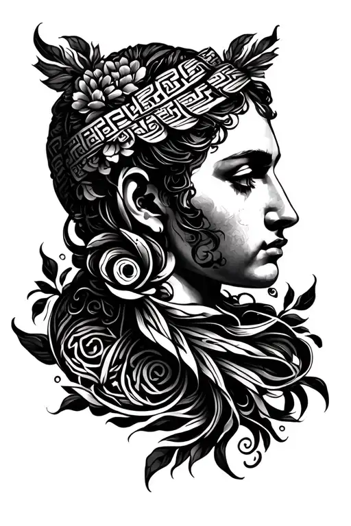 Complicated Greek Special Tattoo On The Neck
