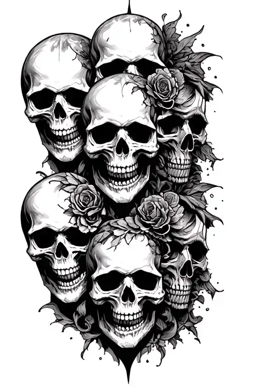 Skulls Representing Seven Deadly Sins
