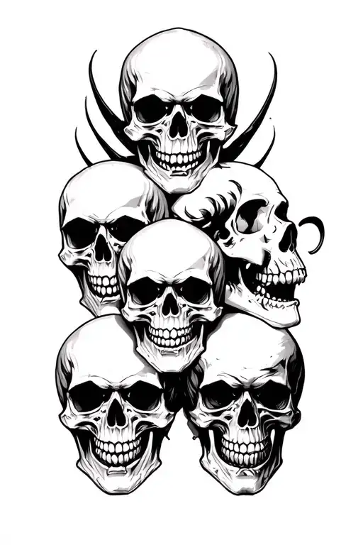 7 Different Skulls Representing Seven Deadly Sins