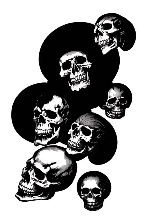 Seven Different Skulls Representing Seven Deadly Sins