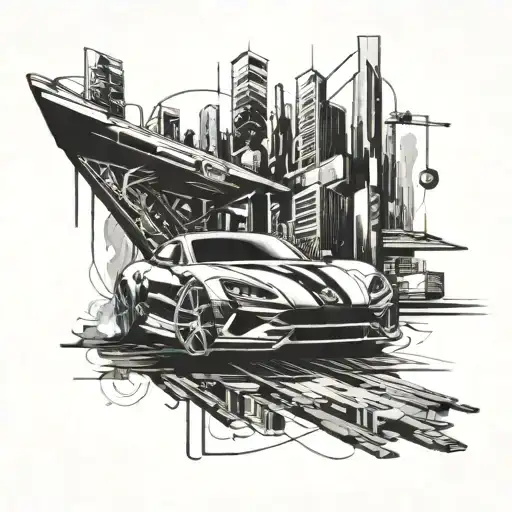 A Sleek Sports Car Racing Through A Futuristic Cityscape