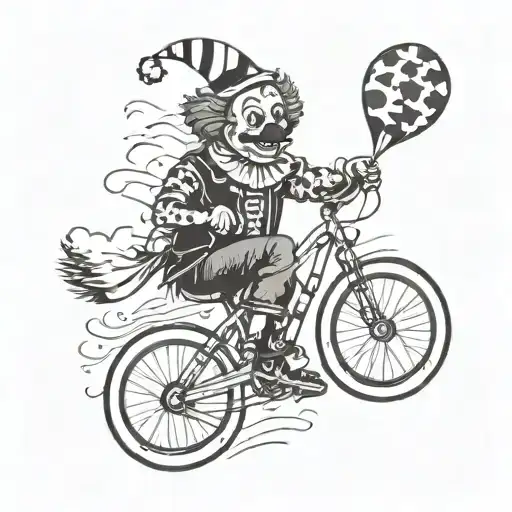 Clown Riding Mountain Bike