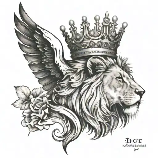Lion With Crown Quote Number 23 Angle Wings Cross