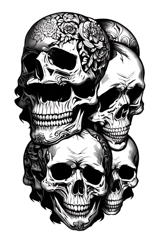 Multiple Skulls Black Inc