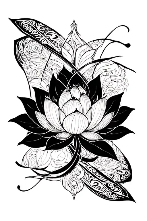 Unalome Symbol With Lotus