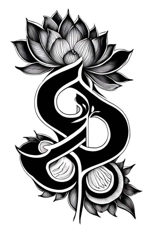 Unalome Symbol With Lotus