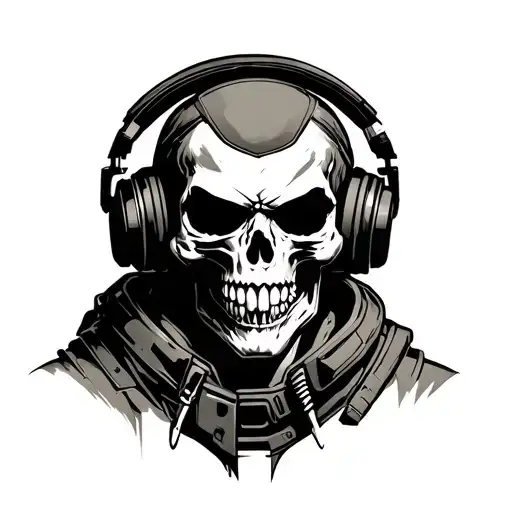 A Menacing Soldier Skull Wearing A Gaming Headset