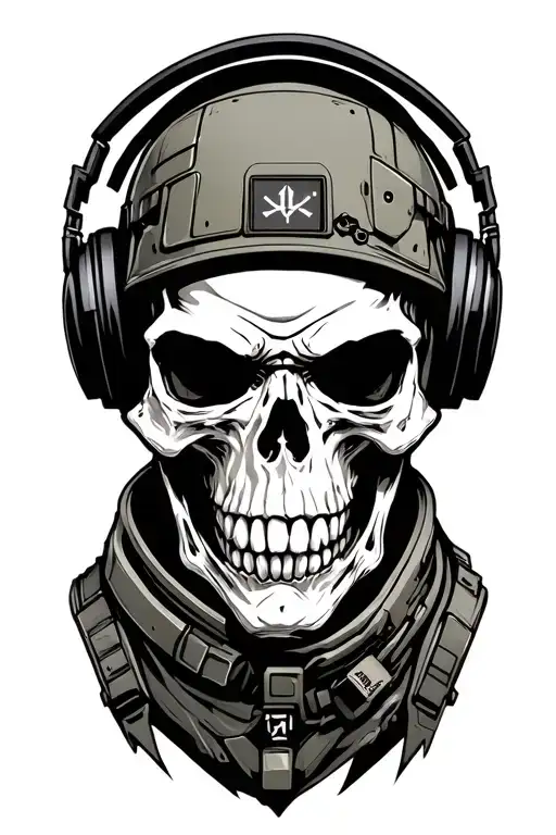 A Menacing Soldier Skull Wearing A Gaming Headset