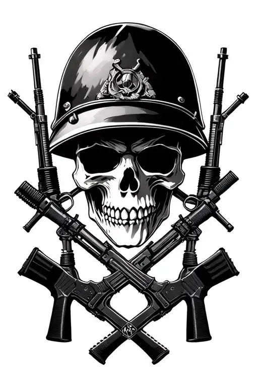 A Menacing Soldier Skull With Infantry Cross Rifles