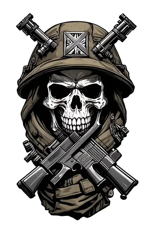 A Menacing Soldier Skull With Infantry Cross Rifles