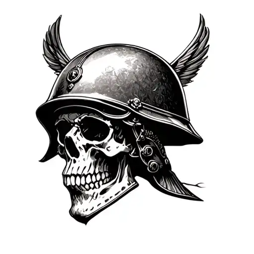 Incorporate A Detailed Military Helmet Design With A Skull Motif