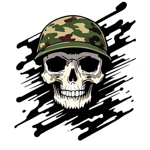 Combine A Camouflage Pattern With A Stylized Skull For A Modern Military-inspired