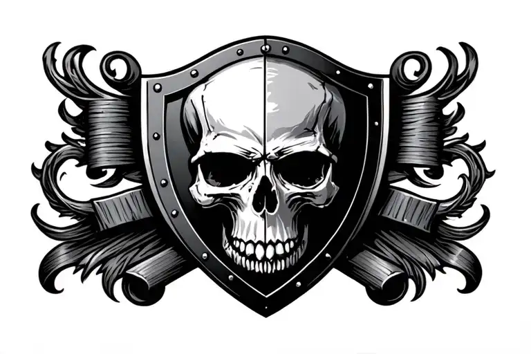 Hd Bar And Shield With Skull