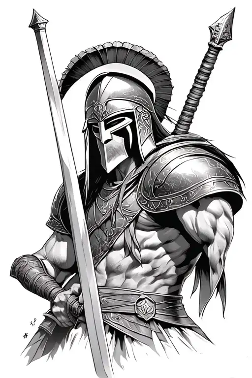 Spartan Warrior Wielding A Sword