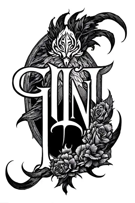 Full Back Sigil Tattoo With The Name Gin In Roman Character