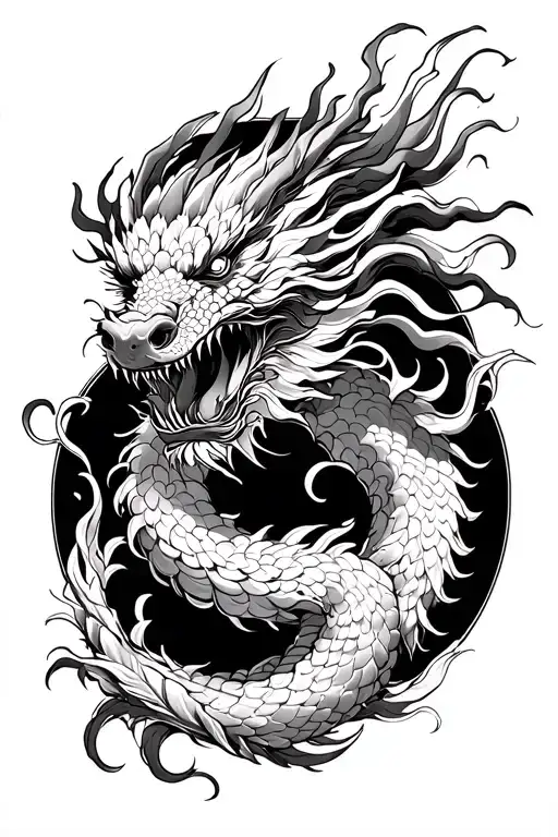 Japanese Dragon Involving Chrysanthemus