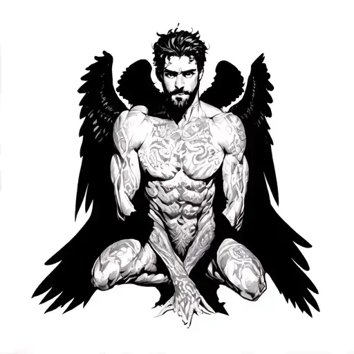 Icarus Kneeled Down Lots Of Muscle Detail