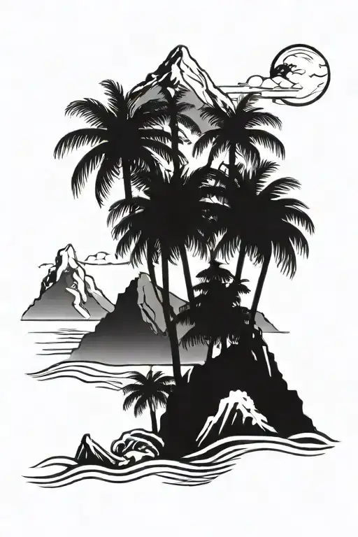 Palm Tree Mountain Landscape