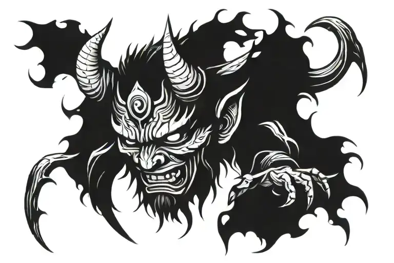 Oni Demon Mask Surrounded
