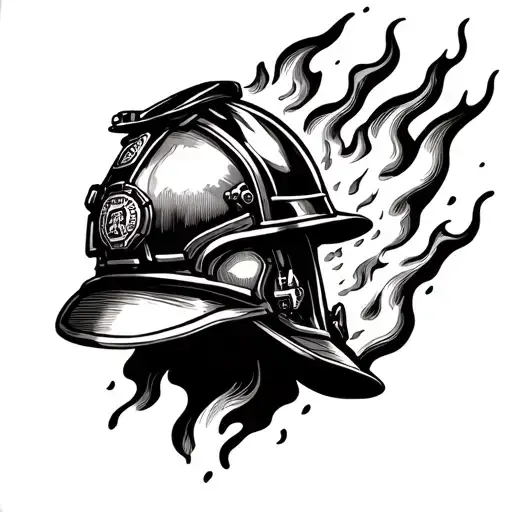 Firefighter Helmet Engulfed In Flames