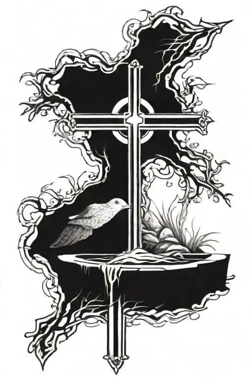 The Empty Tomb And A Cross Surrounded