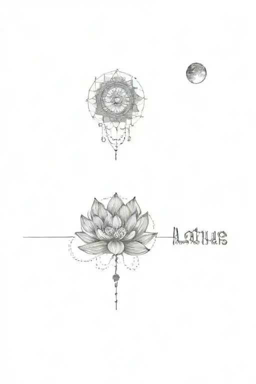 A Lotus Flower Unalome Moon And Sun And Moon