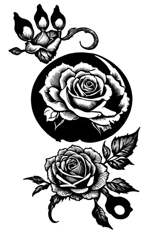 Moon Roses Dog Paw Wrench Hoofprint