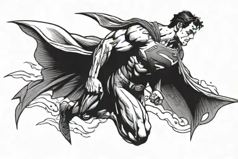 Superman Flying In A Line