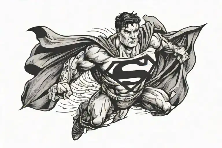 Superman Flying Across Middle