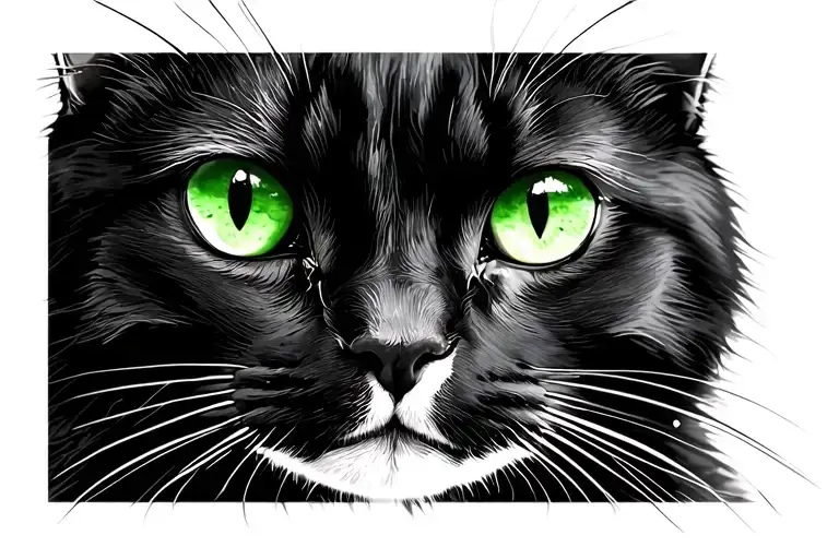 Cat Beautiful Black With Green Eyes