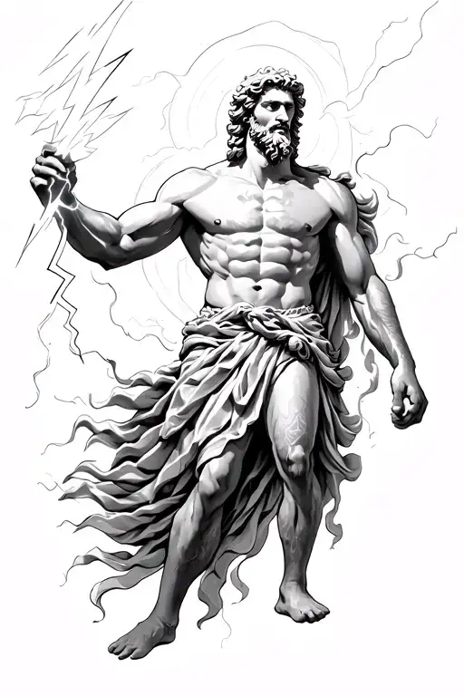 Zeus Holding A Lightning Bolt