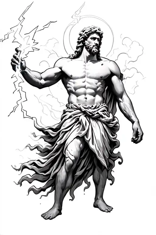 Zeus Holding A Lightning Bolt