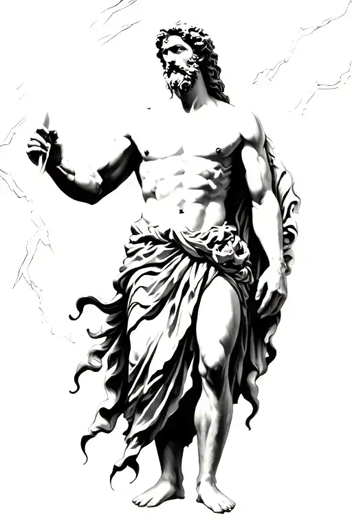 Zeus Holding A Lightning Bolt