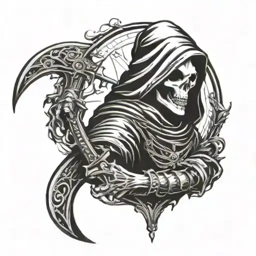 Left Forearm Half Sleeve With Grim Reaper Silhouette