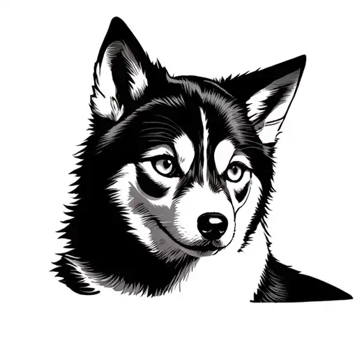 Cat And Husky In One Logo