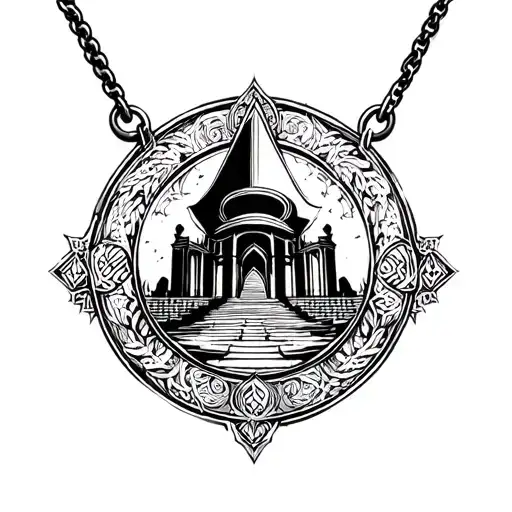 Persian Assasins Creed Look A Like With Farvahar Sign Necklace Looking At A Persian Temple