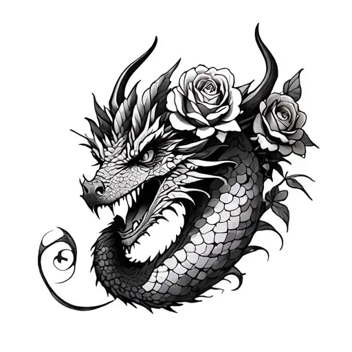 Dragron With Roses On The Top