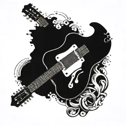 Incorporate A Guitar And Wrenches Intertwined In A Unique Design